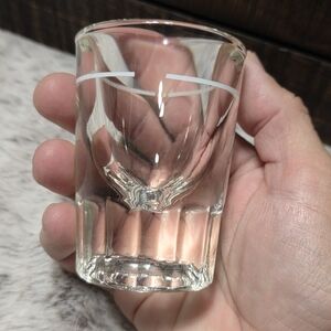Vintage Heavy Shot Glass Clear with White Line